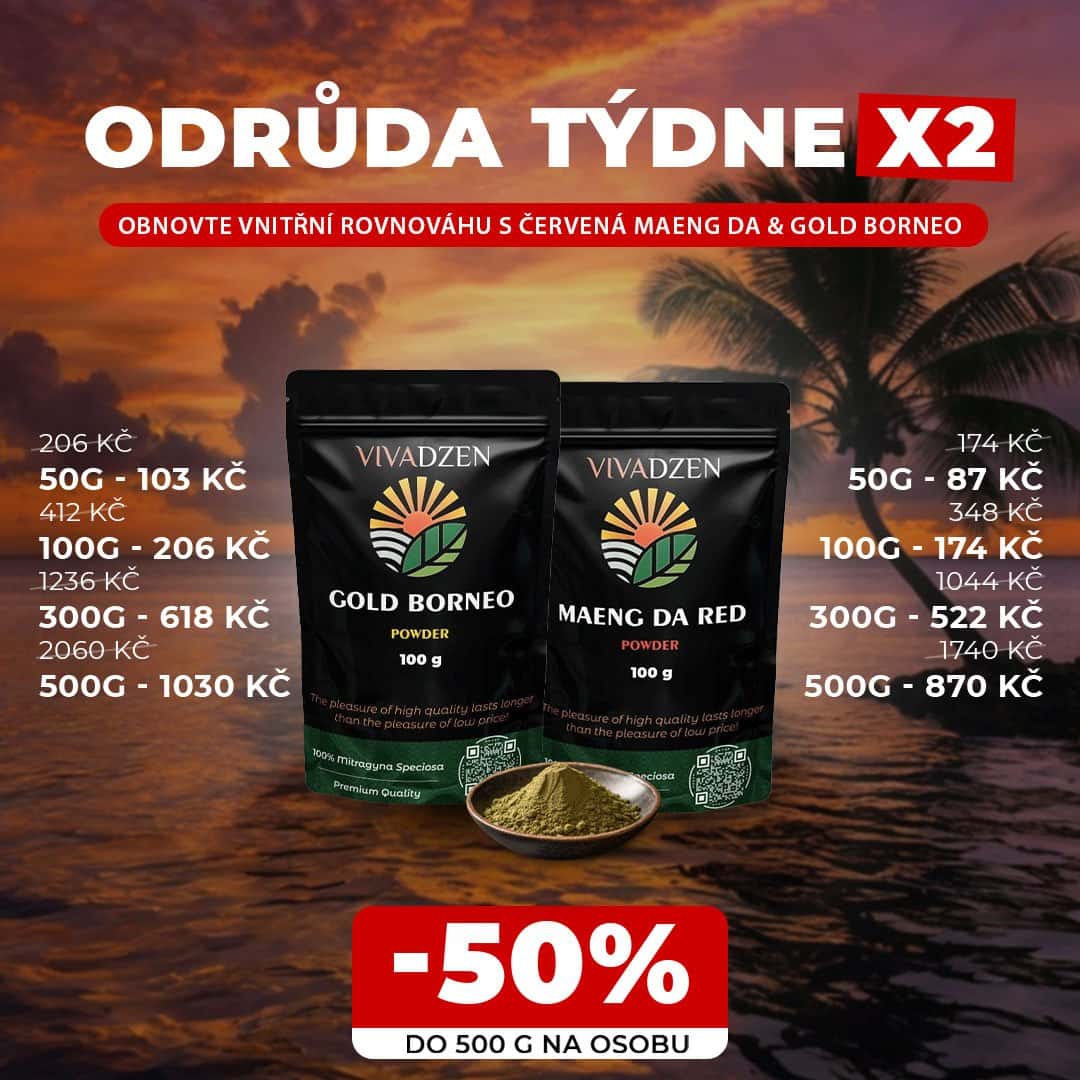 Usnadněte si každý den s Červenou Maeng Da a Gold Borneo -50%