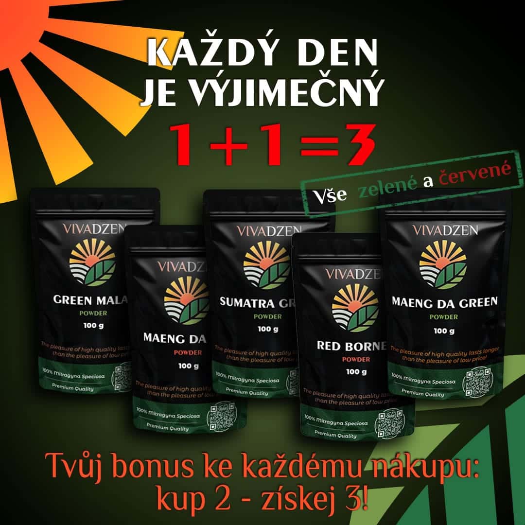 Zelený a červený Kratom 1+1=3 akce: Kupte 2, třetí dostanete jako dárek🎁!