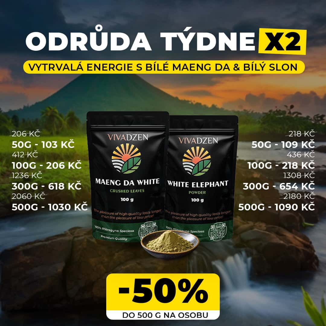 Dlouhotrvající energie a relaxace -50 %! Bílá Maeng Da a Bílý Slon