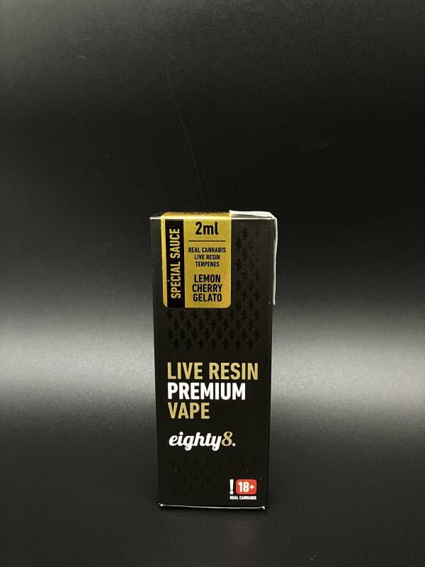 Eighty8 CBD Live Resin Vape Lemon Cherry Gelato, 92 % CBD, 2 ml